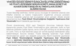 Bartın'da restoran ve kafelere ilave ücret uyarısı