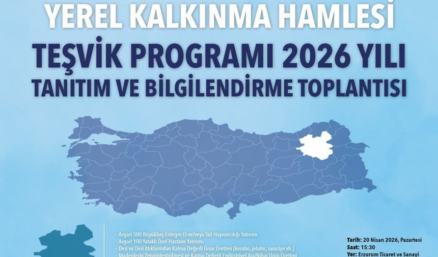 Yerel kalkınma hamlesi teşvik programı Erzurum'da tanıtılacak