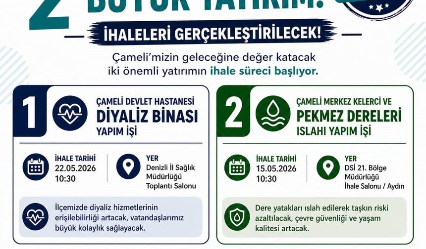 Çameli'de sağlık ve çevreye iki dev yatırım için ihale süreci başlıyor