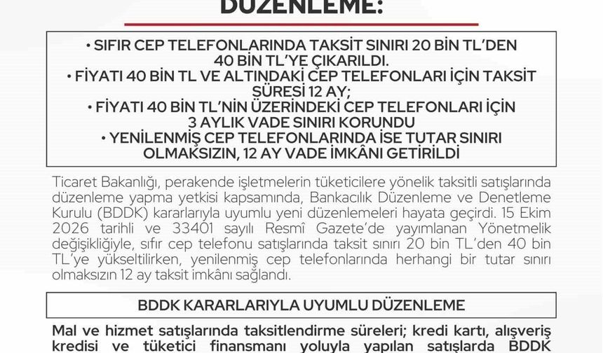 Ticaret Bakanlığı'ndan cep telefonu taksitlerine yeni düzenleme